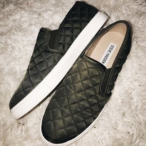 Steve Madden Neutral Quilted Slip on Sneakers